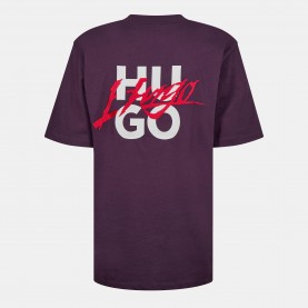 Тениска Hugo Logo Print Relaxed Fit T-Shirt - Open Purple тениска,мъжки,тениски,hugo,logo,print,relaxed,fit,t,shirt,open,purple
