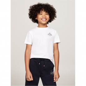 тениска,детски,3/4,панталони,tommy,hilfiger,short,sleeved,t,shirt,white,ybs