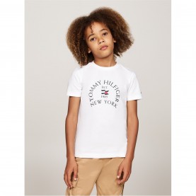 тениска,детски,3/4,панталони,tommy,hilfiger,short,sleeved,t,shirt,white,ybs