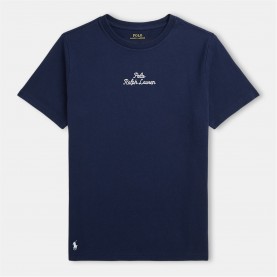 юношеска,тениска,детски,3/4,панталони,polo,ralph,lauren,logo,t,shirt,juniors,cruise,navy