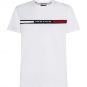 Тениска Tommy Hilfiger Logo Panel T-Shirt - White тениска,мъжки,тениски,tommy,hilfiger,logo,panel,t,shirt,white