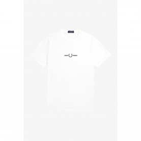 Тениска Fred Perry Embroidered Logo T Shirt - White 100 тениска,мъжки,тениски,fred,perry,embroidered,logo,t,shirt,white,100