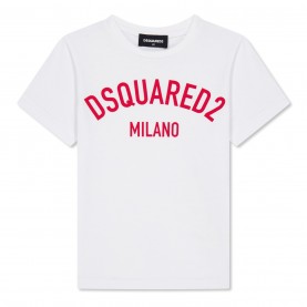 юношеска,тениска,детски,3/4,панталони,dsquared2,logo,t,shirt,juniors,wht,red,dq10n