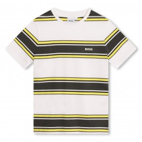 тениска,детски,3/4,панталони,boss,kids',striped,cotton,short,sleeve,crew,neck,t,shirt,yellow,n05