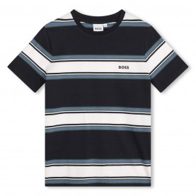 тениска,детски,3/4,панталони,boss,kids',striped,cotton,short,sleeve,crew,neck,t,shirt,navy,v98