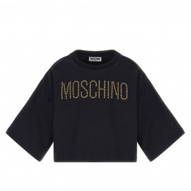 юношеска,тениска,детски,3/4,панталони,moschino,stud,logo,t,shirt,juniors,black,60100