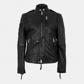 Яке DSquared2 Mens Leather Tailored Fit Jacket - Black яке,мъжки,якета,dsquared2,men,s,leather,tailored,fit,jacket,black