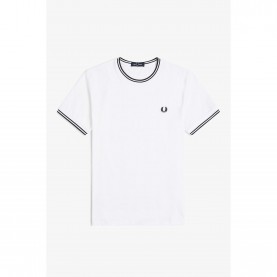 Тениска Fred Perry Twin Tipped T-Shirt - White 100 тениска,мъжки,тениски,fred,perry,twin,tipped,t,shirt,white,100