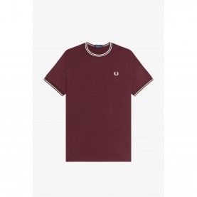 Тениска Fred Perry Twin Tipped T-Shirt - Oxblood 64A тениска,мъжки,тениски,fred,perry,twin,tipped,t,shirt,oxblood,64a