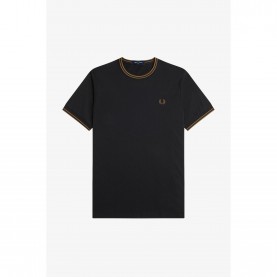 Тениска Fred Perry Twin Tipped T-Shirt - Black/Shade Q27 тениска,мъжки,тениски,fred,perry,twin,tipped,t,shirt,black,shade,q27