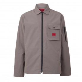 Hugo Mens HUGO Emmond Cotton Long Sleeve Zip Overshirt - Contemporary Design with Logo Detail - Rust/Copper 223 hugo,mens,hugo,emmond,cotton,long,sleeve,zip,overshirt,contemporary,design,with,logo,detail,rust,copper,223