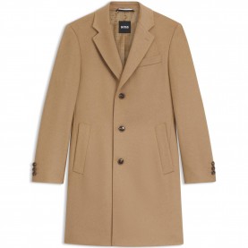 Boss Mens HBB Hyde Black Long Sleeve Lapel Overcoat - Med Beige 260 мъжки,якета,boss,men,s,hbb,hyde,black,long,sleeve,lapel,overcoat,med,beige,260