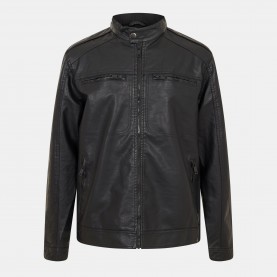 Brave Soul Mens Faux Leather Jacket with Chest Pockets - Black brave,soul,mens,faux,leather,jacket,with,chest,pockets,black