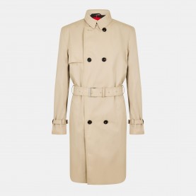 Hugo Mens Double-Breasted Weather-Resistant Tailored Fit Trench Coat - Light Beige мъжки,якета,hugo,men,s,double,breasted,weather,resistant,tailored,fit,trench,coat,light,beige