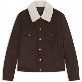 Яке Boss x BECKHAM Leather Jacket - Brown 244 яке,мъжки,якета,boss,x,beckham,leather,jacket,brown,244