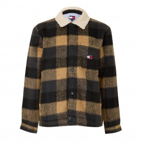 Tommy Jeans TJ Teddy Collr Ovrsh Sn64 - Black Check tommy,jeans,tj,teddy,collr,ovrsh,sn64,black,check