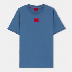 Тениска Hugo Mens HUGO Diragolino Contemporary T-Shirt with Logo Detail - Medium Blue тениска,мъжки,тениски,hugo,mens,hugo,diragolino,contemporary,t,shirt,with,logo,detail,medium,blue