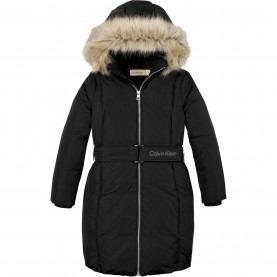 юношеско,палто,детски,облекла,calvin,klein,jeans,belted,faux,fur,coat,junior,ck,black,beh