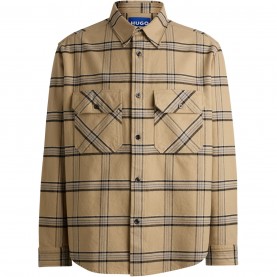 мъжки,якета,hugo,oversized,check,cotton,shirt,beige,269