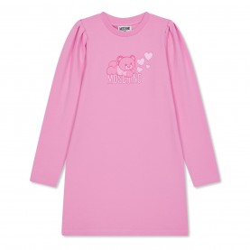 юношеска,рокля,детски,3/4,панталони,moschino,teddy,bear,logo,print,jersey,dress,junior,pink,50243