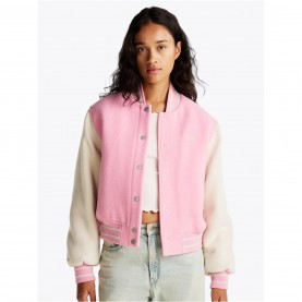 яке,дамски,якета,и,палта,tommy,jeans,women's,long,sleeve,varsity,jacket,pink,sugar