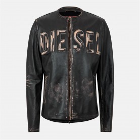 яке,мъжки,якета,diesel,leather,logo,jacket,black,black