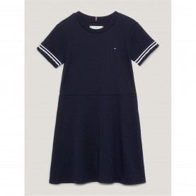 рокля,детски,облекла,tommy,hilfiger,ruffle,rib,knit,dress,desert,sky
