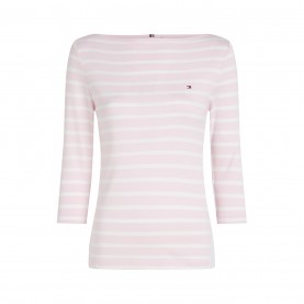 тениска,дамски,топове,tommy,hilfiger,women's,cody,slim,boat,neck,long,sleeve,t,shirt,pink,ecru