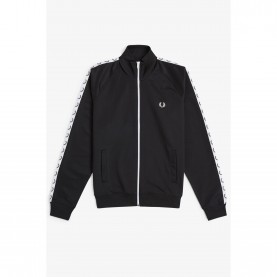 Горнище Fred Perry Mens Tape Poly Tracksuit Top - Black 198 горнище,мъжки,горнища,с,качулка,дамски,екипи,мъжки,екипи,fred,perry,mens,tape,poly,tracksuit,top,black,198