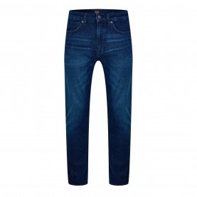 Дънки Boss Mens BOSS Straight Denim Jeans with Logo Detail (ReMaine) - Dark Blue 406 дънки,промоция,на,зимни,облекла,мъжки,дънки,boss,mens,boss,straight,denim,jeans,with,logo,detail,(remaine),dark,blue,406