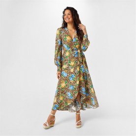 Рокля Biba Printed Wrap Dress - Leopard Floral рокля,дамски,поли,и,рокли,biba,printed,wrap,dress,leopard,floral