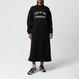 Рокля FEAR OF GOD ESSENTIALS Sweater Calf Length Dress - Black рокля,дамски,поли,и,рокли,fear,of,god,essentials,sweater,calf,length,dress,black