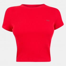 Дамска къса блуза Levis Womens Essential Sporty White Cropped Crop Top - True Red дамска,къса,блуза,дамски,топове,levis,women,s,essential,sporty,white,cropped,crop,top,true,red
