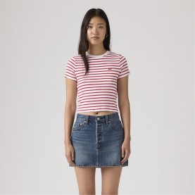 Дамска къса блуза Levis Womens Essential Sporty White Cropped Crop Top - Wht/Urban Red дамска,къса,блуза,дамски,топове,levis,women,s,essential,sporty,white,cropped,crop,top,wht,urban,red