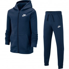 Nike Fleece Tracksuit Junior Boys - Navy/White чорапи,всички,чорапи,детски,екипи,nike,fleece,tracksuit,junior,boys,navy,white