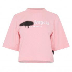 Дамска къса блуза Palm Angels Womens Spray T Cropped Crop Top - Pink/Blk дамска,къса,блуза,дамски,топове,palm,angels,women,s,spray,t,cropped,crop,top,pink,blk