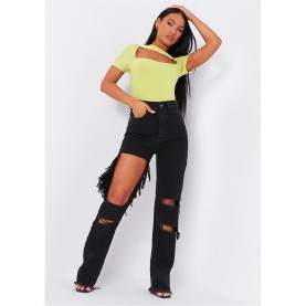 дънки,дамски,дънки,missy,empire,waisted,cut,out,ripped,denim,jeans,black
