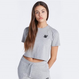 Юношеска тениска SikSilk Cropped T-Shirt Juniors - Grey Marl юношеска,тениска,детски,тениски,siksilk,cropped,t,shirt,juniors,grey,marl