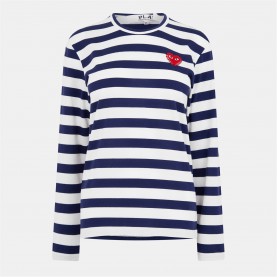 тениска,дамски,топове,comme,des,garcons,play,women's,long,sleeve,t,shirt,blue,wht