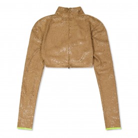 яке,дамски,топове,off,white,long,sleeve,zip,jacket,camel,yellow