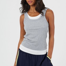 Brave Soul BS Womens Double Layer Vest - Grey/White brave,soul,bs,womens,double,layer,vest,grey,white