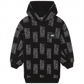юношеска,рокля,детски,облекла,dkny,logo,hoodie,dress,juniors,blk,wht,m41