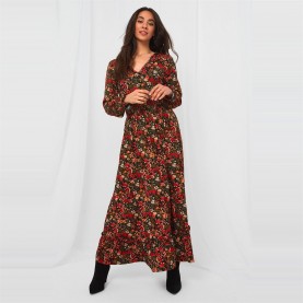 рокля,дамски,поли,и,рокли,joe,browns,floral,v,neck,maxi,dress,red