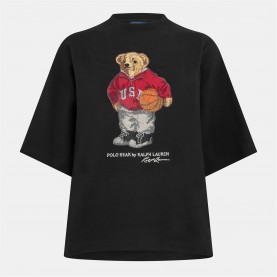 Къса блуза POLO RALPH LAUREN Women's Rhinestone Bear Crop Top - POLO BLACK къса,блуза,дамски,топове,polo,ralph,lauren,women's,rhinestone,bear,crop,top,polo,black