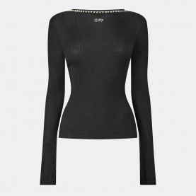 Дамска тениска Off White Womens Long Sleeve T-Shirt - Black/White дамска,тениска,дамски,топове,off,white,women,s,long,sleeve,t,shirt,black,white