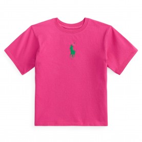 Тениска Polo Ralph Lauren Kids Centre Logo Cropped T-Shirt - College Pink тениска,polo,ralph,lauren,kids,centre,logo,cropped,t,shirt,college,pink