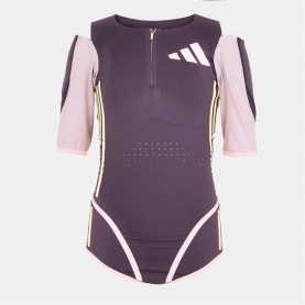 Adidas Women's Short Sleeve Bodysuit - Aurora Black дамски,топове,дамски,облекла,за,бягане,adidas,women's,short,sleeve,bodysuit,aurora,black