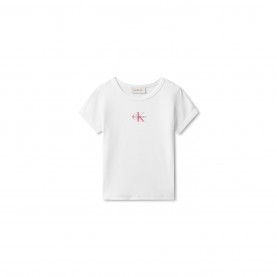Бебешка тениска Calvin Klein Jeans CKJ Mono Baby Tee Jn62 - White YAF бебешка,тениска,детски,3/4,панталони,детски,облекла,calvin,klein,jeans,ckj,mono,baby,tee,jn62,white,yaf