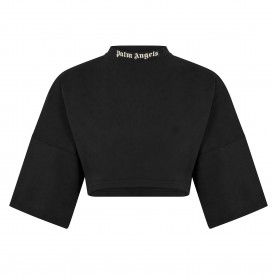Дамска къса блуза Palm Angels Womens Crop Top - Black дамска,къса,блуза,дамски,топове,palm,angels,women,s,crop,top,black