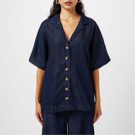 Риза с къс ръкав Nobodys Child Denim Short Sleeve Shirt - Blue риза,с,къс,ръкав,дамски,ризи,nobodys,child,denim,short,sleeve,shirt,blue